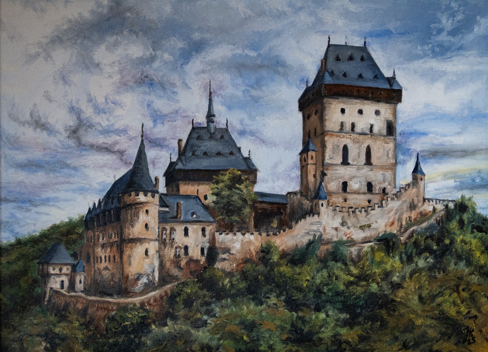 Jakub Neumann: Hrad Karlštejn, 30 × 40 cm