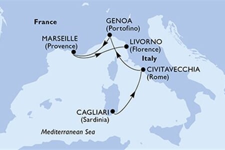 MSC ORCHESTRA - Itálie, Francie (Cagliari)