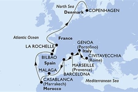 MSC MAGNIFICA - Olaszország, Franciaország, Spanyolország, Marokkó, Dánia (a Civitavecchia-ből)