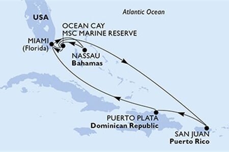 MSC SEASIDE - Amerikai Egyesült Államok, Bahamaszigetek, Puerto Rico, Dominikai Köztársaság (a Miami-ből)