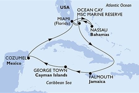 MSC SEASIDE - Amerikai Egyesült Államok, Bahamaszigetek, Jamaica, Kajmán-szigetek, Mexikó (a Miami-ből)