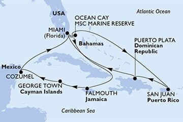 MSC SEASIDE - USA, Bahamy, Portoriko, Dominikán.rep., Jamajka, ... (z Miami)