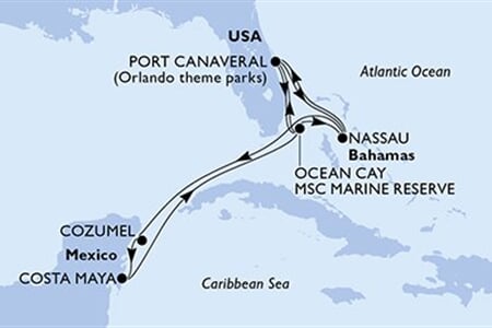 MSC SEASHORE - USA, Bahamy, Mexiko (z Port Canaveralu)