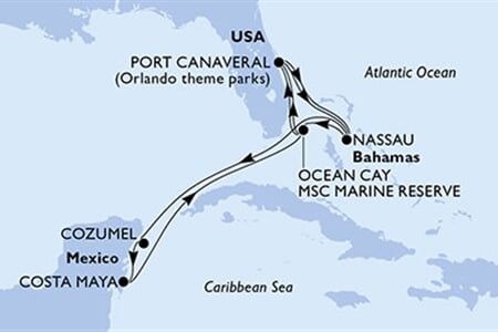 MSC SEASHORE - USA, Bahamy, Mexiko (z Port Canaveralu)