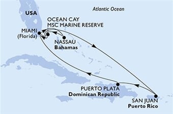MSC Seaside - USA, Bahamy, Portoriko, Dominikán.rep. (z Miami)