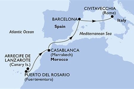 MSC MUSICA - Spanyolország, Marokkó, Olaszország (az Arrecife-ből)