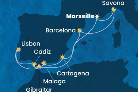 Costa Favolosa - Francie, Španělsko, Velká Británie, Portugalsko, Itálie (z Marseille)