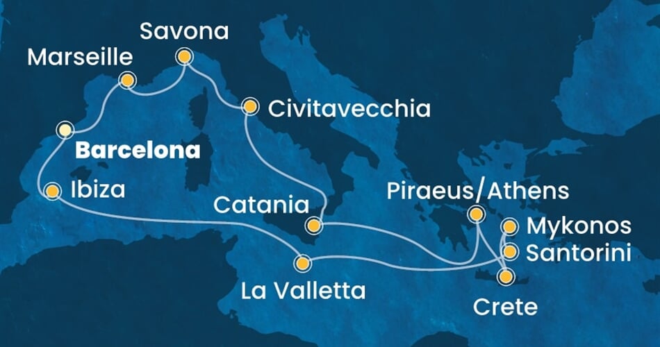 Trasa plavby CFS-BCN14A42