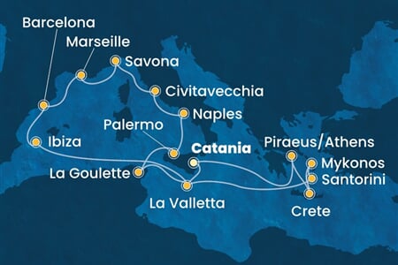 Costa Fascinosa - Itálie, Řecko, Malta, Španělsko, Francie, ... (Catania)