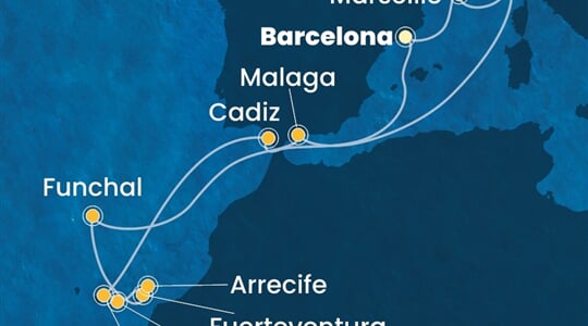 Costa Fortuna - Španělsko, Francie, Itálie, Portugalsko (z Barcelony)