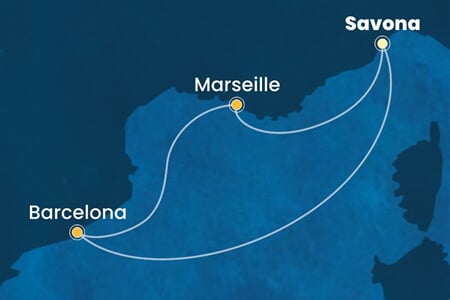 Costa Fascinosa - Itálie, Španělsko, Francie (ze Savony)