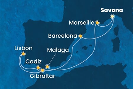 Costa Fascinosa - Itálie, Španělsko, Velká Británie, Portugalsko, Francie (ze Savony)