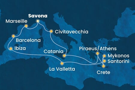 Costa Fascinosa - Itálie, Řecko, Malta, Španělsko, Francie (ze Savony)