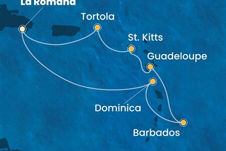 Costa Pacifica - Dominikán.rep., Dominika, Nizozemské Antily, Panenské o. (britské) (z La Romana)