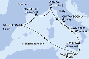 MSC World Asia - Itálie, Malta, Španělsko, Francie (z Civitavecchie)