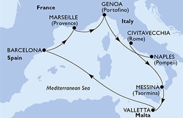 MSC World Asia - Itálie, Malta, Španělsko, Francie (z Civitavecchie)