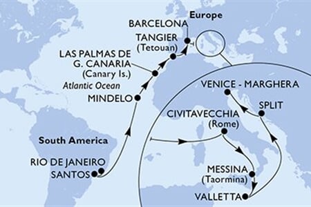 MSC Armonia - Brazílie, Kapverdy, Španělsko, Maroko, Itálie, ... (z Rio de Janeira)