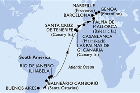 MSC Fantasia - Argentina, Brazílie, Španělsko, Maroko, Francie, ... (Buenos Aires)
