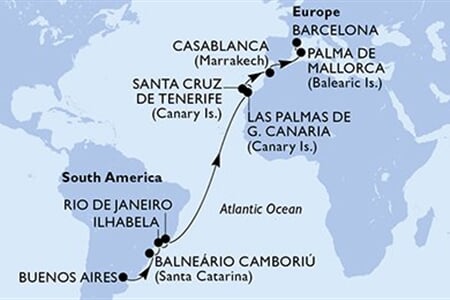 MSC Fantasia - Argentina, Brazílie, Španělsko, Maroko (Buenos Aires)
