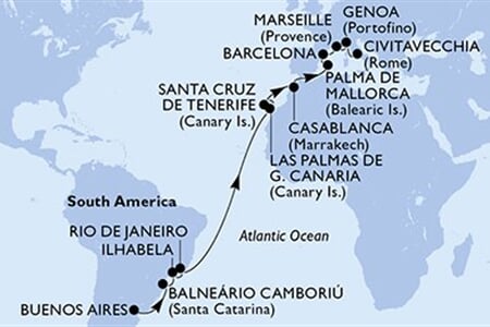 MSC Fantasia - Argentina, Brazílie, Španělsko, Maroko, Francie, ... (Buenos Aires)