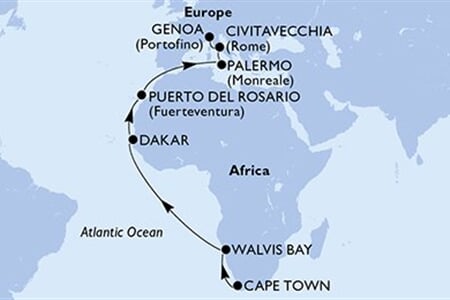 MSC Magnifica - Jihoafrická r., Namíbie, Senegal, Španělsko, Itálie (Kapské město)