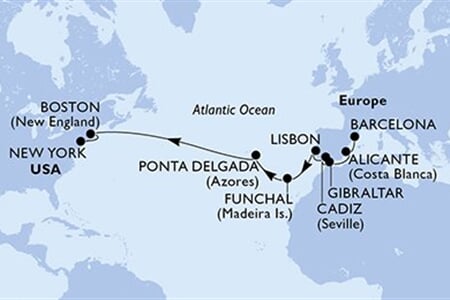 MSC Meraviglia - Španělsko, Gibraltar, Portugalsko, USA (z Barcelony)