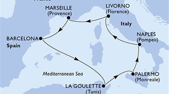 MSC Meraviglia - Francie, Španělsko, Tunisko, Itálie (z Marseille)