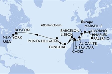 MSC Meraviglia - Itálie, Francie, Španělsko, Gibraltar, Portugalsko, ... (Palermo)