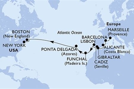 MSC Meraviglia - Francie, Španělsko, Gibraltar, Portugalsko, USA (z Marseille)