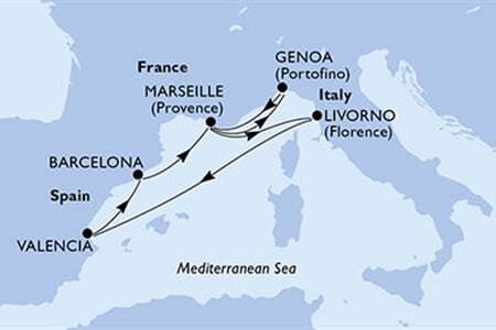MSC Orchestra - Itálie, Francie, Španělsko (z Janova)