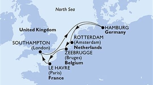 MSC Poesia - Velká Británie, Německo, Nizozemí, Belgie, Francie (ze Southamptonu)