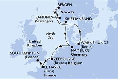 MSC Poesia - Německo, Norsko, Belgie, Francie, Velká Británie (Warnemünde)