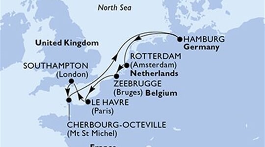 MSC Poesia - Velká Británie, Francie, Německo, Nizozemí, Belgie (ze Southamptonu)