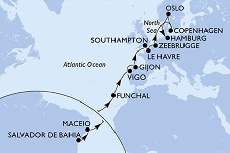 MSC Preziosa - Brazílie, Portugalsko, Španělsko, Velká Británie, Francie, ... (Salvador de Bahia)