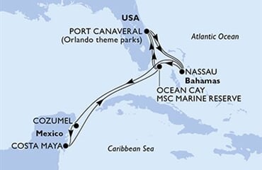 MSC Seashore - USA, Bahamy, Mexiko (z Port Canaveralu)