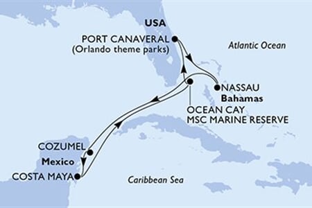 MSC Seashore - USA, Bahamy, Mexiko (z Port Canaveralu)