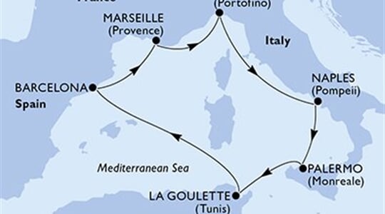 MSC Splendida - Francie, Itálie, Tunisko, Španělsko (z Marseille)