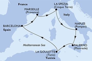 MSC Splendida - Itálie, Tunisko, Španělsko, Francie (Palermo)