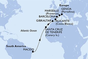 MSC Seaview - Brazílie, Španělsko, Gibraltar, Francie, Itálie (Maceio)
