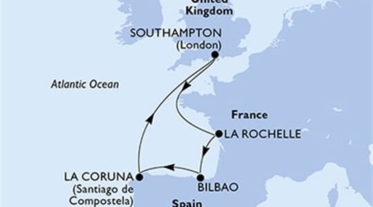 MSC Virtuosa - Velká Británie, Francie, Španělsko (ze Southamptonu)