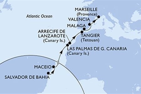 MSC Grandiosa - Brazílie, Španělsko, Maroko, Francie (Salvador de Bahia)