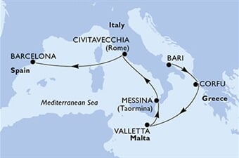 MSC Fantasia - Itálie, Řecko, Malta, Španělsko (Bari)