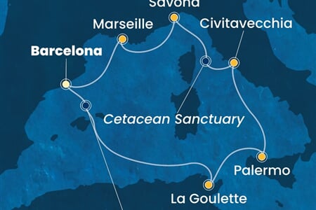 Costa Smeralda - Španělsko, Tunisko, Itálie, Francie (z Barcelony)