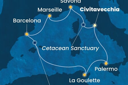 Costa Smeralda - Itálie, Francie, Španělsko, Tunisko (z Civitavecchie)