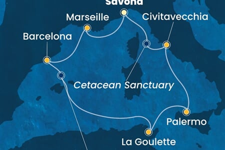 Costa Smeralda - Itálie, Francie, Španělsko, Tunisko (ze Savony)