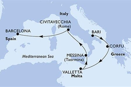 MSC FANTASIA - Olaszország, Görögország, Málta, Spanyolország (a Bari-ből)