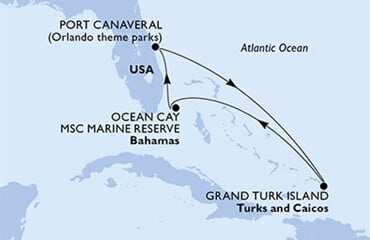 MSC Seashore - USA, Turks a Caicos, Bahamy (z Port Canaveralu)