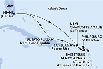 MSC POESIA - Amerikai Egyesült Államok, Amerikai Egyesült Államok, Saint Kitts és Nevis, Holland Antillák, Antigua és Barbuda, ... (a Miami-ből)