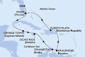 MSC POESIA - Amerikai Egyesült Államok, Kajmán-szigetek, Jamaica, Aruba, Dominikai Köztársaság (a Miami-ből)