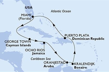 MSC POESIA - Amerikai Egyesült Államok, Kajmán-szigetek, Jamaica, Aruba, Dominikai Köztársaság (a Miami-ből)